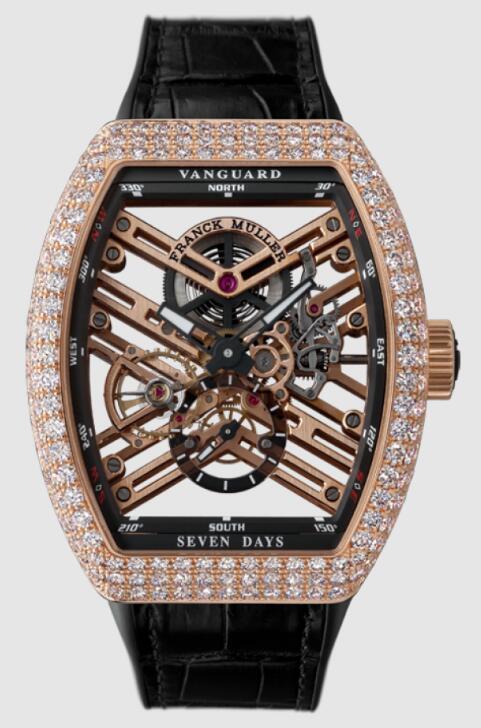 Franck Muller VANGUARD 7 DAYS POWER RESERVE SKELETON DIAMOND Replica Watch Cheap Price V45S6SQTD 5NNR